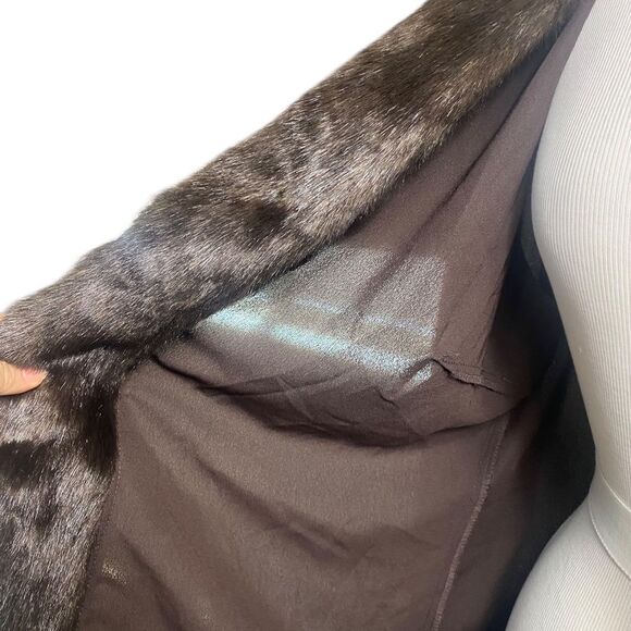 Vtg Anna Maxwells Brown Sheer over coat faux fur collar wedding ,cocktails 18W - Picture 4 of 8